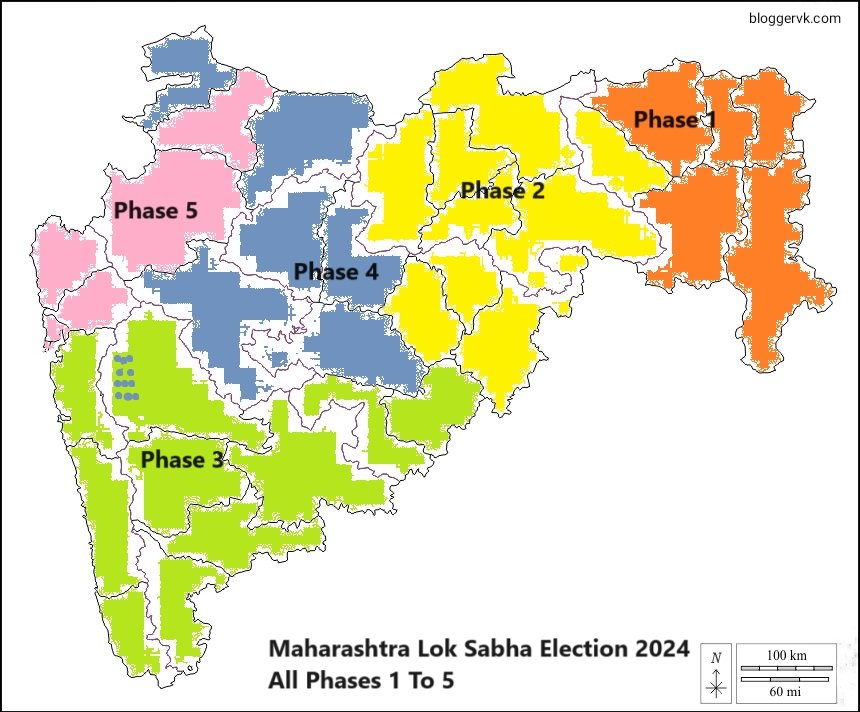 Maharashtra Lok Sabha Election 2024 Map All phases